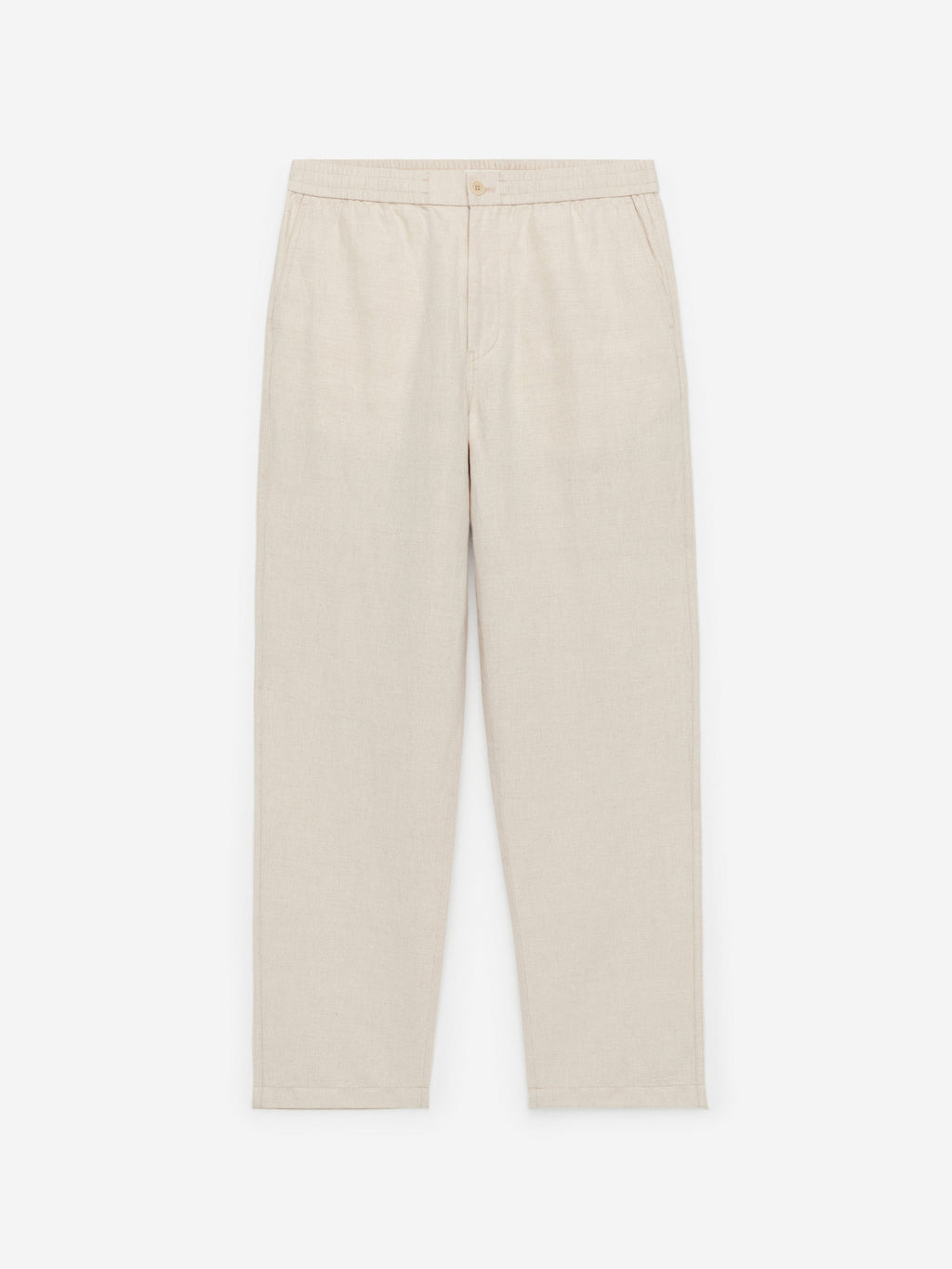 Linen Blend Trousers - Beige - Image 9