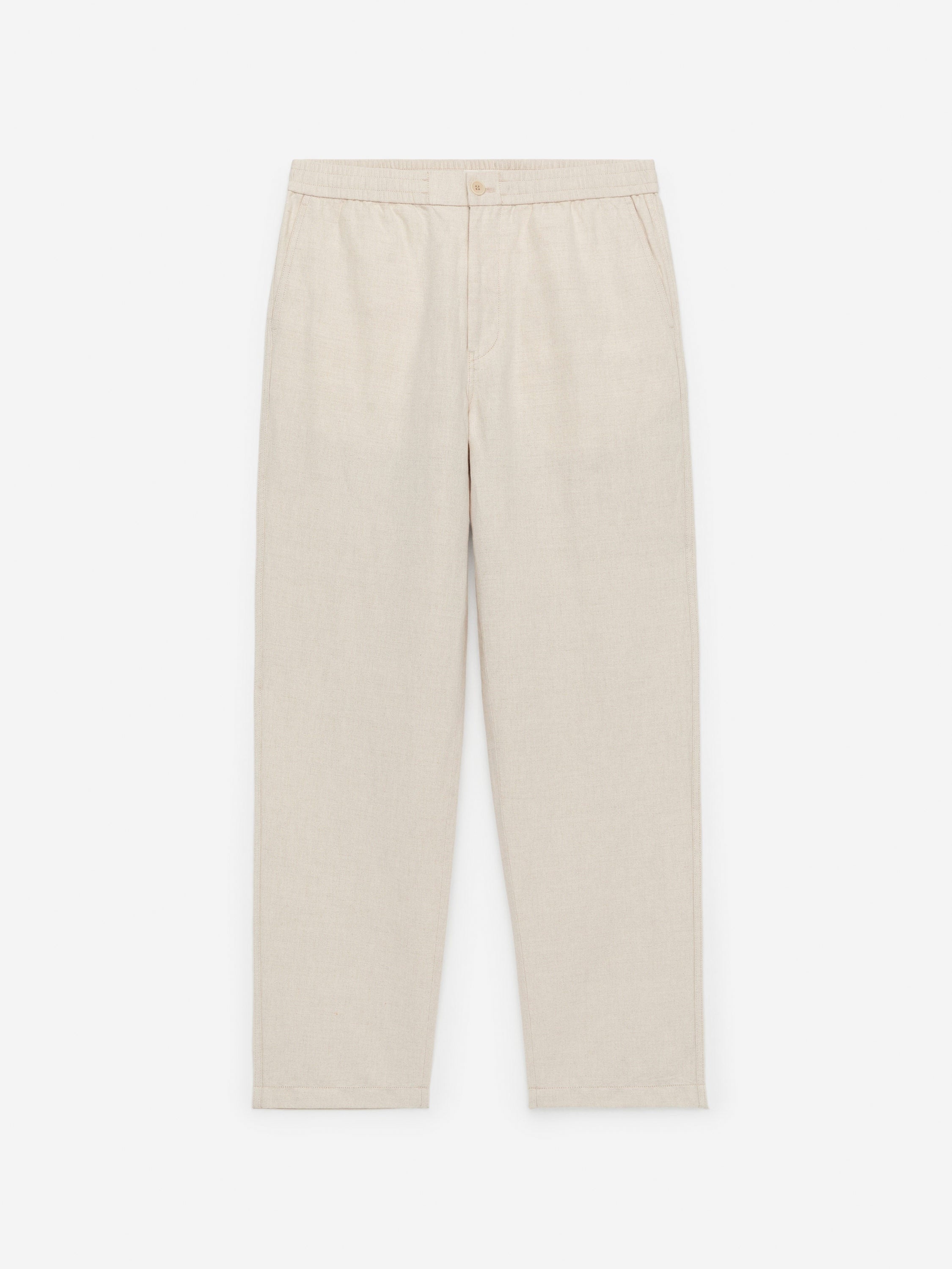 Linen Blend Trousers - Beige - Image 9