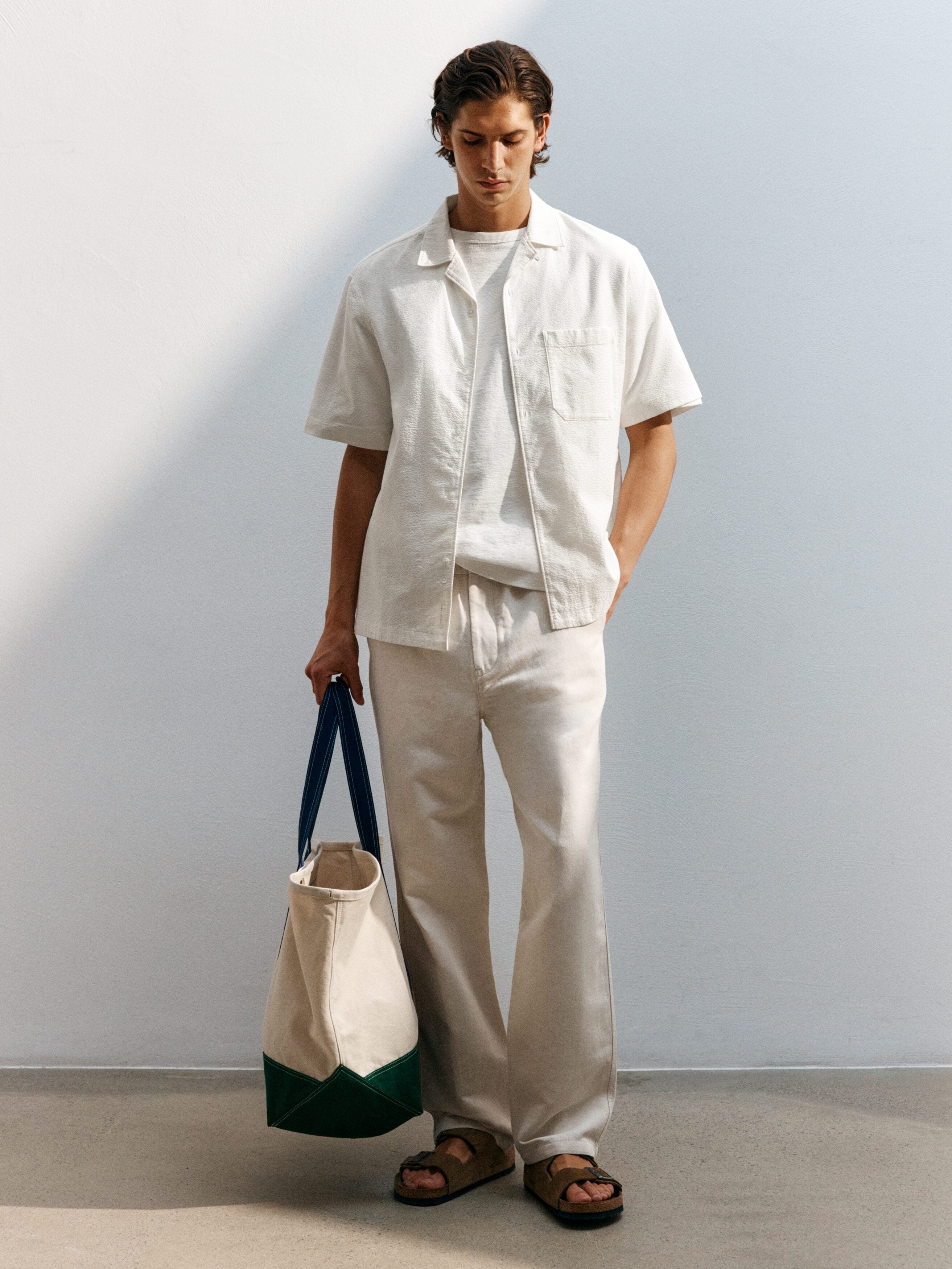 Linen Blend Trousers - Beige - Image 10