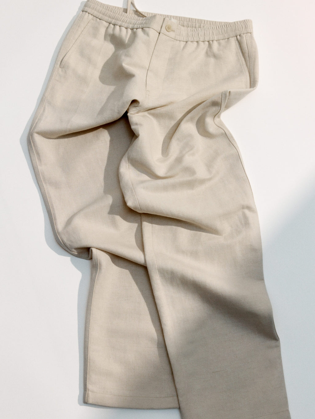 Linen Blend Trousers - Beige - Image 12
