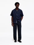 Linen Blend Trousers - Blue