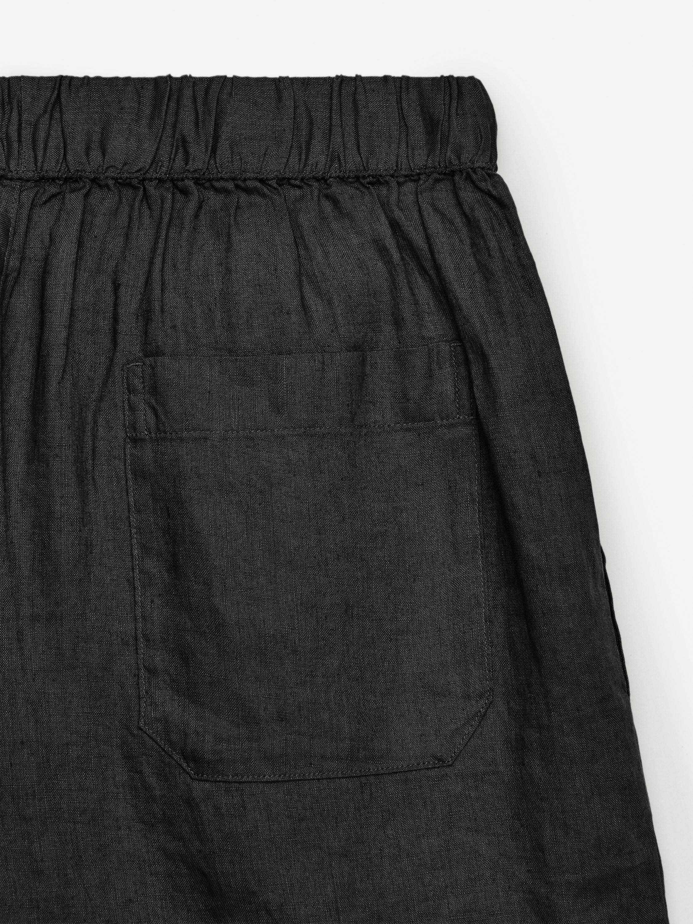 Linen Shorts - Black - Image 2
